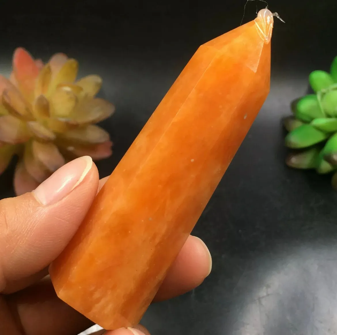 Natural Orange Calcite Crystal Wand