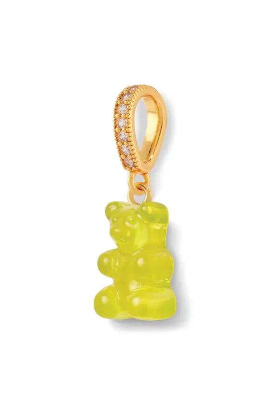 Nostalgia Bear Translucent Pendant, Pave Gold Connector