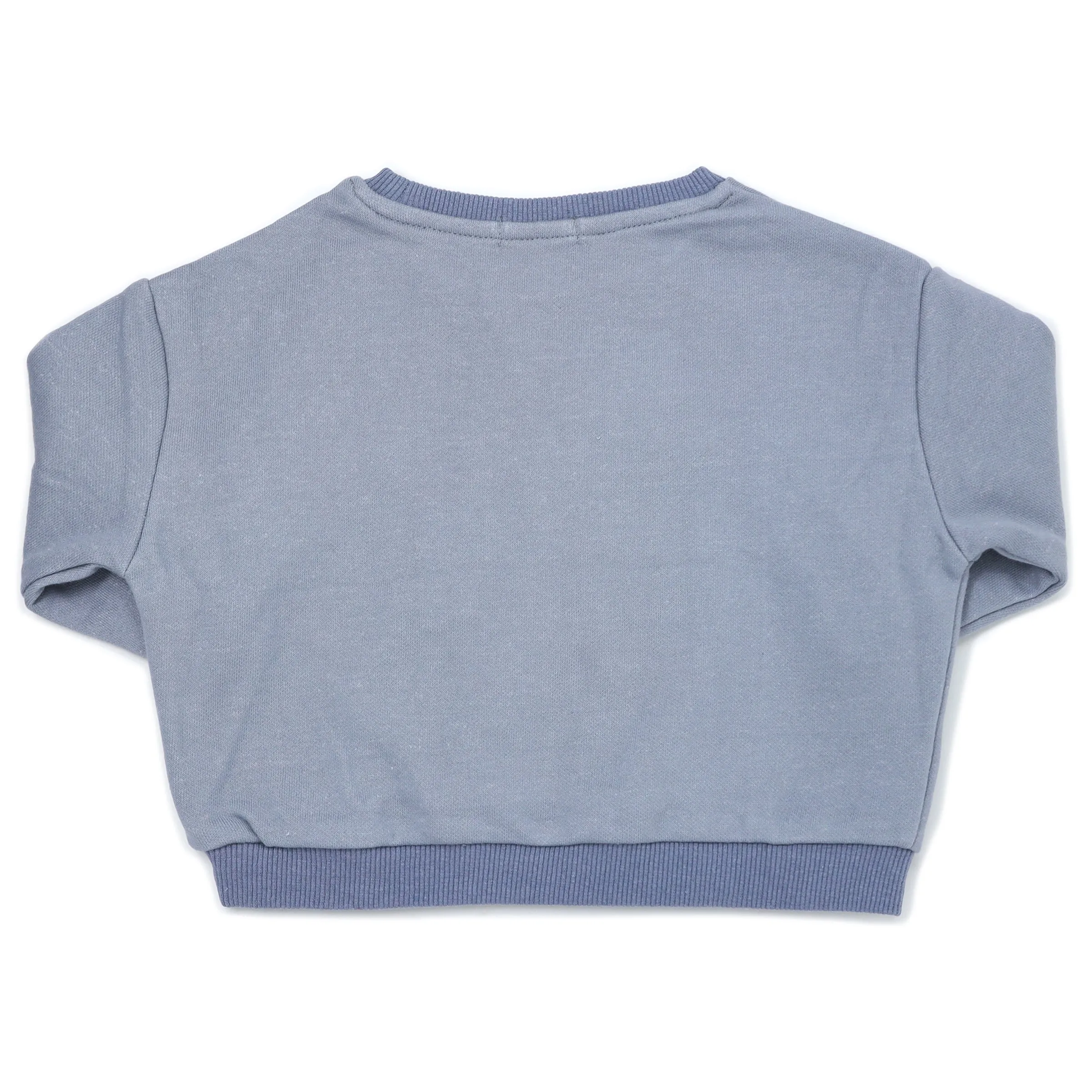 oh baby! Cotton French Terry Slouch Boxy Sweatshirt with Pocket - Sailor Applique - Fog