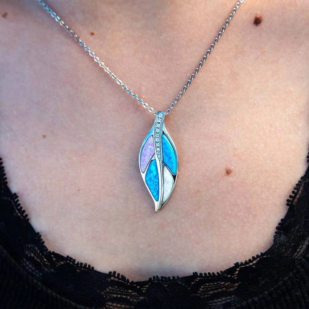 Opal Maile Leaf Pendant