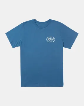 Oval Script Tee - Cool Blue