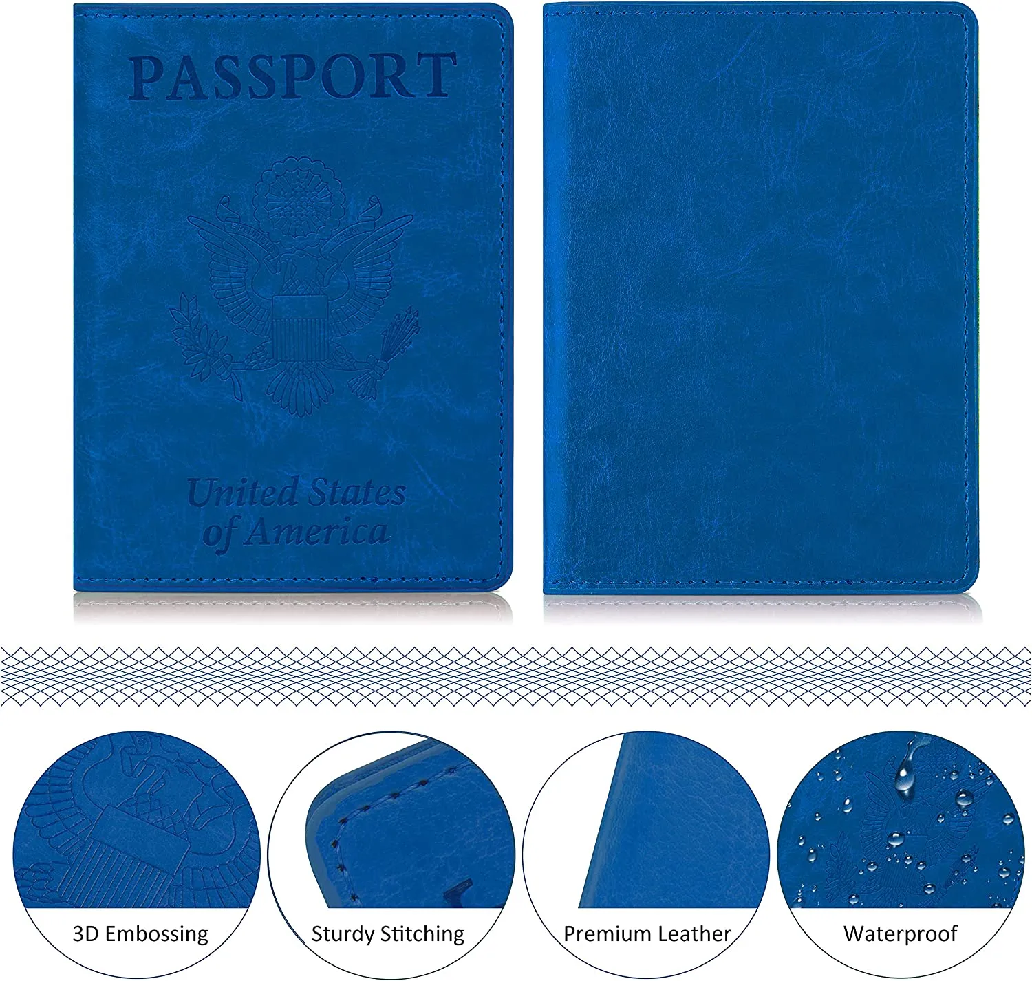 Passport and Vaccine Card Holder Combo - Passport Holder with Vaccine Card Slot Waterproof, Synthetic Leather Passport Case Protector, Stylish Passport Cover with 3D Embossed Patterns, Ultra Slim Passport Holders for Men and Women