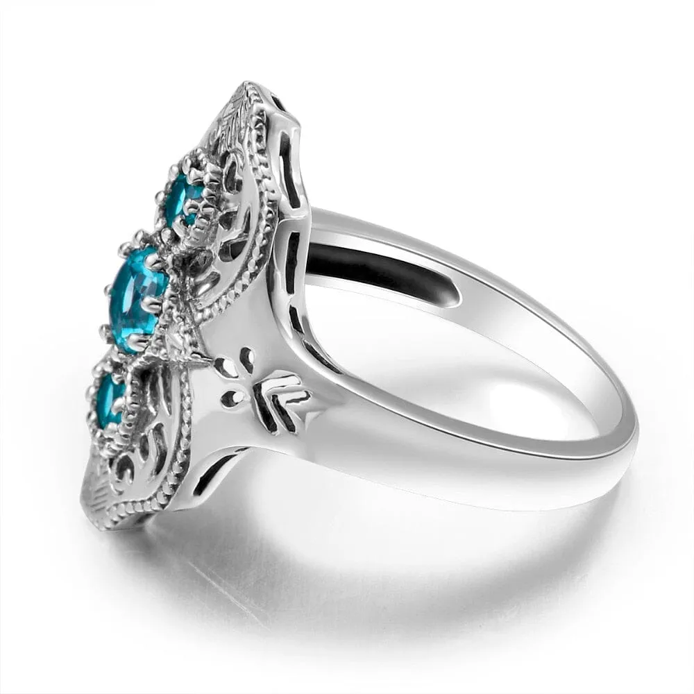 Personalized Turkish Aquamarine Ring - 925 Sterling Silver