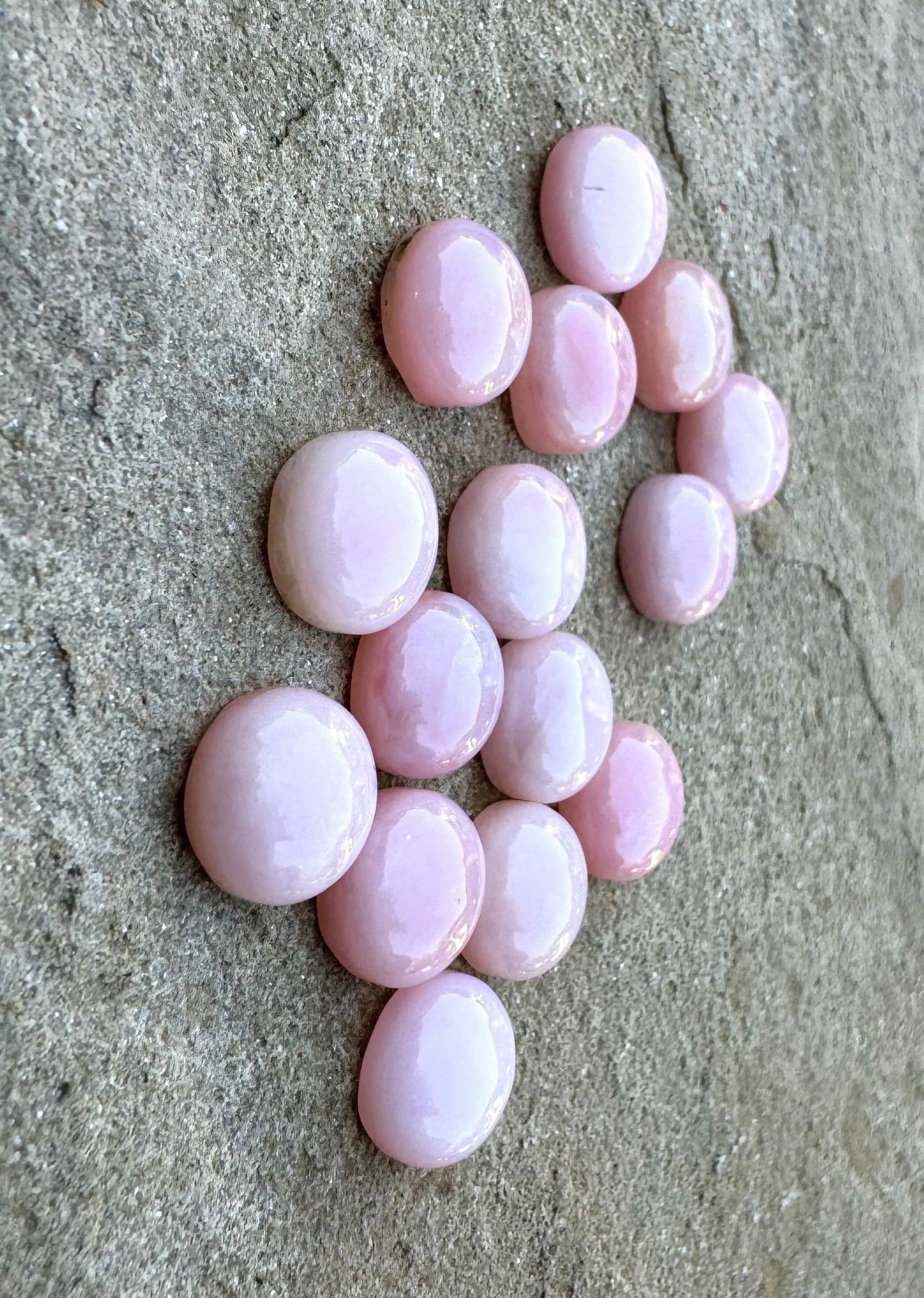 Peruvian Pink Opal Calibrated Round  Cabochons 10mm, (package of 3)