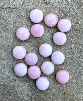 Peruvian Pink Opal Calibrated Round  Cabochons 10mm, (package of 3)