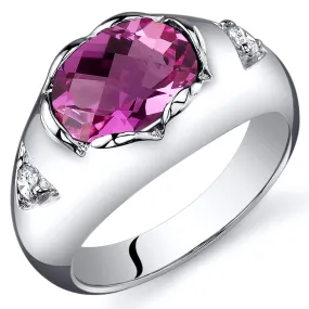 Pink Sapphire Oval Cut Sterling Silver Ring Size 8