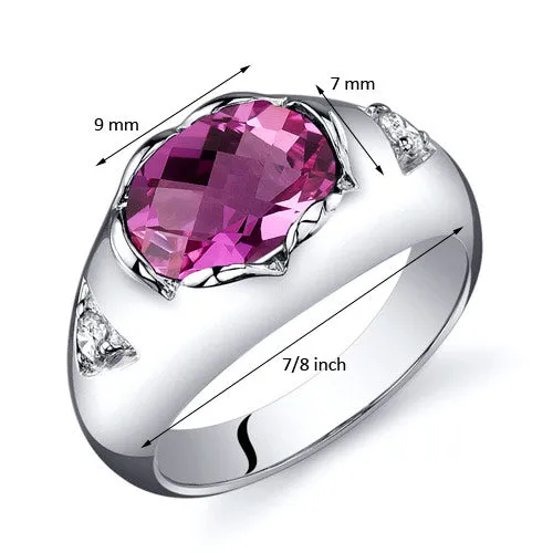 Pink Sapphire Oval Cut Sterling Silver Ring Size 8