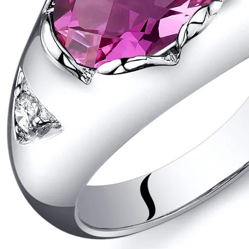 Pink Sapphire Oval Cut Sterling Silver Ring Size 8