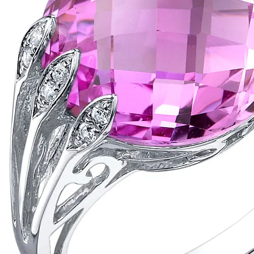 Pink Sapphire Round Cut Sterling Silver Ring Size 5