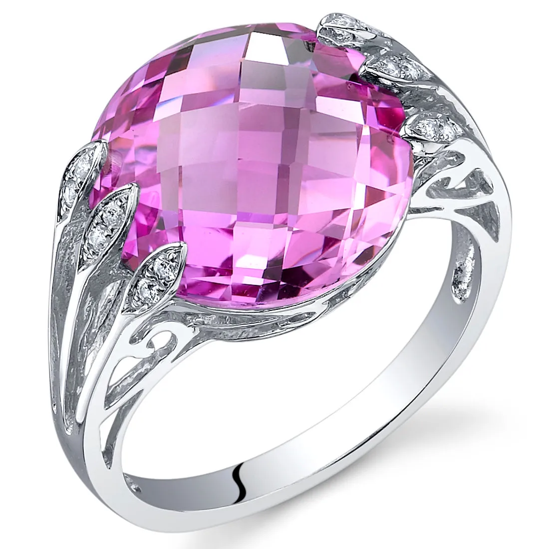 Pink Sapphire Round Cut Sterling Silver Ring Size 5