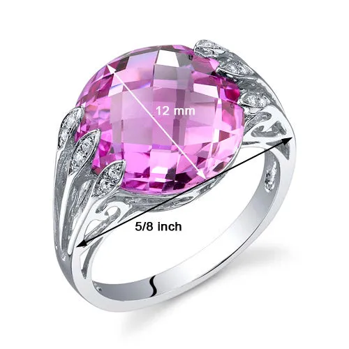 Pink Sapphire Round Cut Sterling Silver Ring Size 5