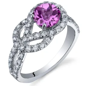 Pink Sapphire Round Cut Sterling Silver Ring Size 7