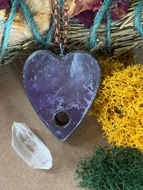 Purple amethyst planchette necklace