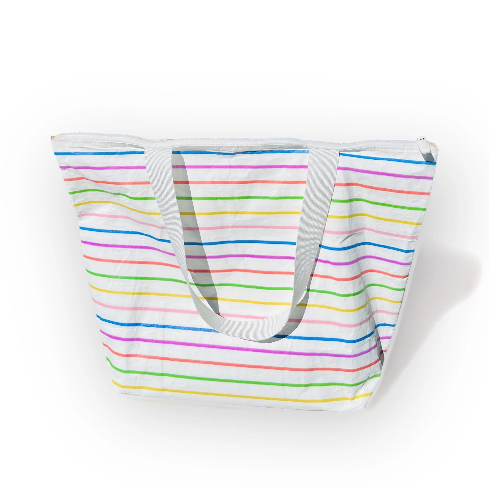 Rainbow Striped Zipper Tote Water Resistant