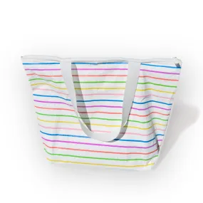 Rainbow Striped Zipper Tote Water Resistant