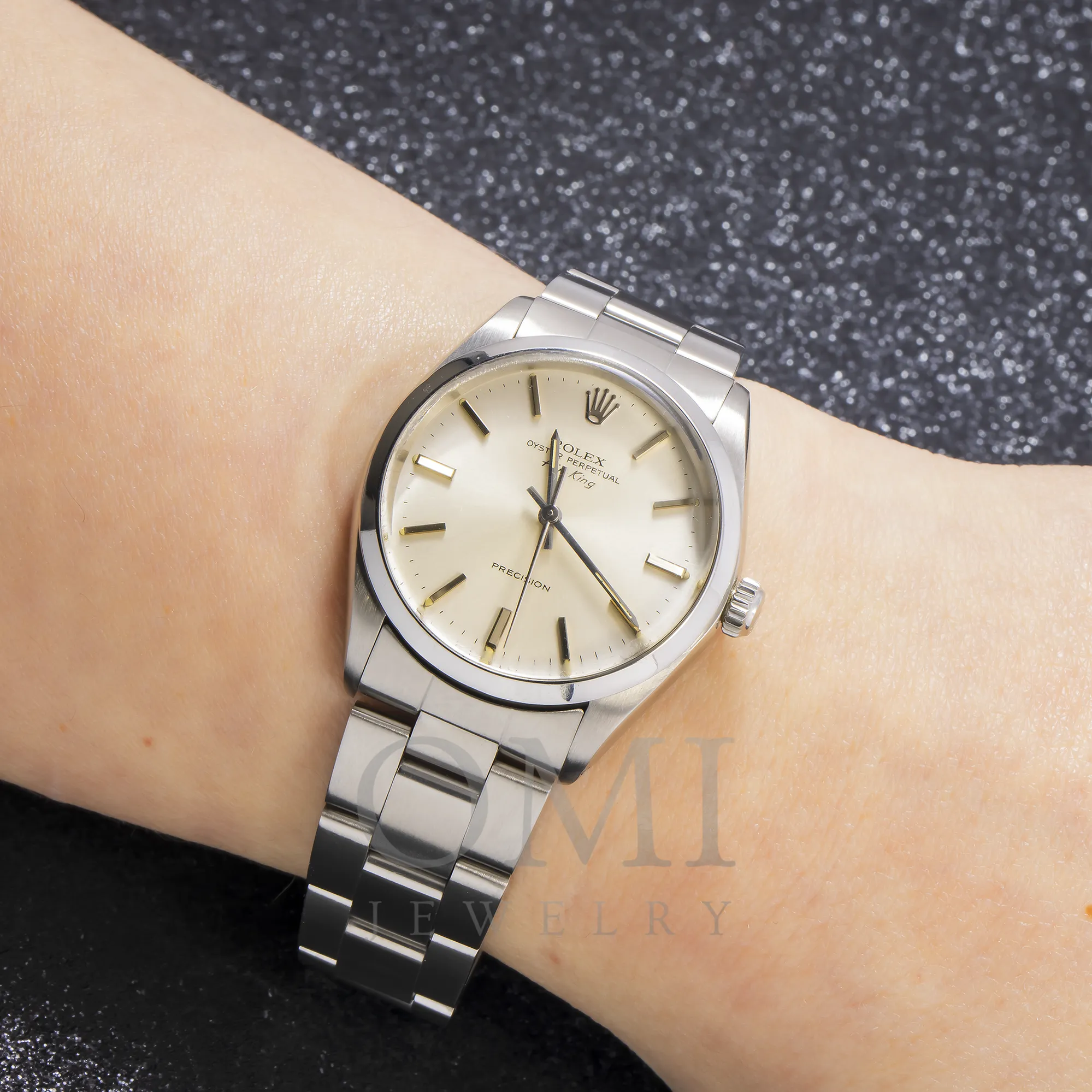 ROLEX AIR KING 5500 34MM SILVER DIAL WITH STAINLESS STEEL OYSTER BRACELET