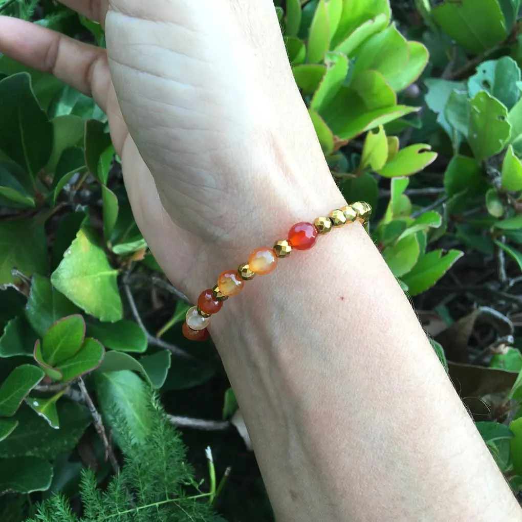 Sacral Chakra, Hematite and Carnelian Chakra Bracelet