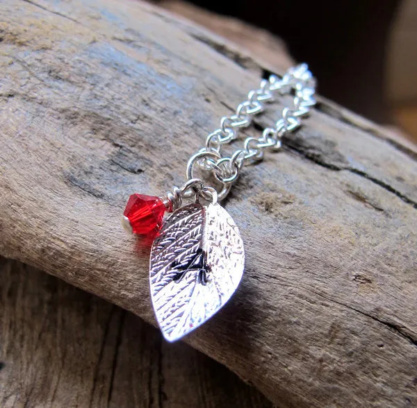 Silver Custom Leaf with Crystal Add on