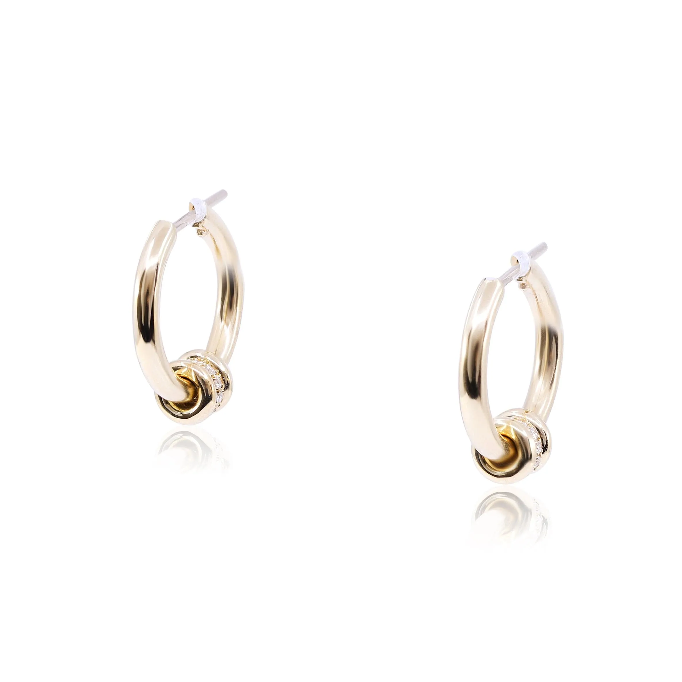 SPINELLI KILCOLLIN 18K YELLOW GOLD DIAMOND HOOP EARRINGS