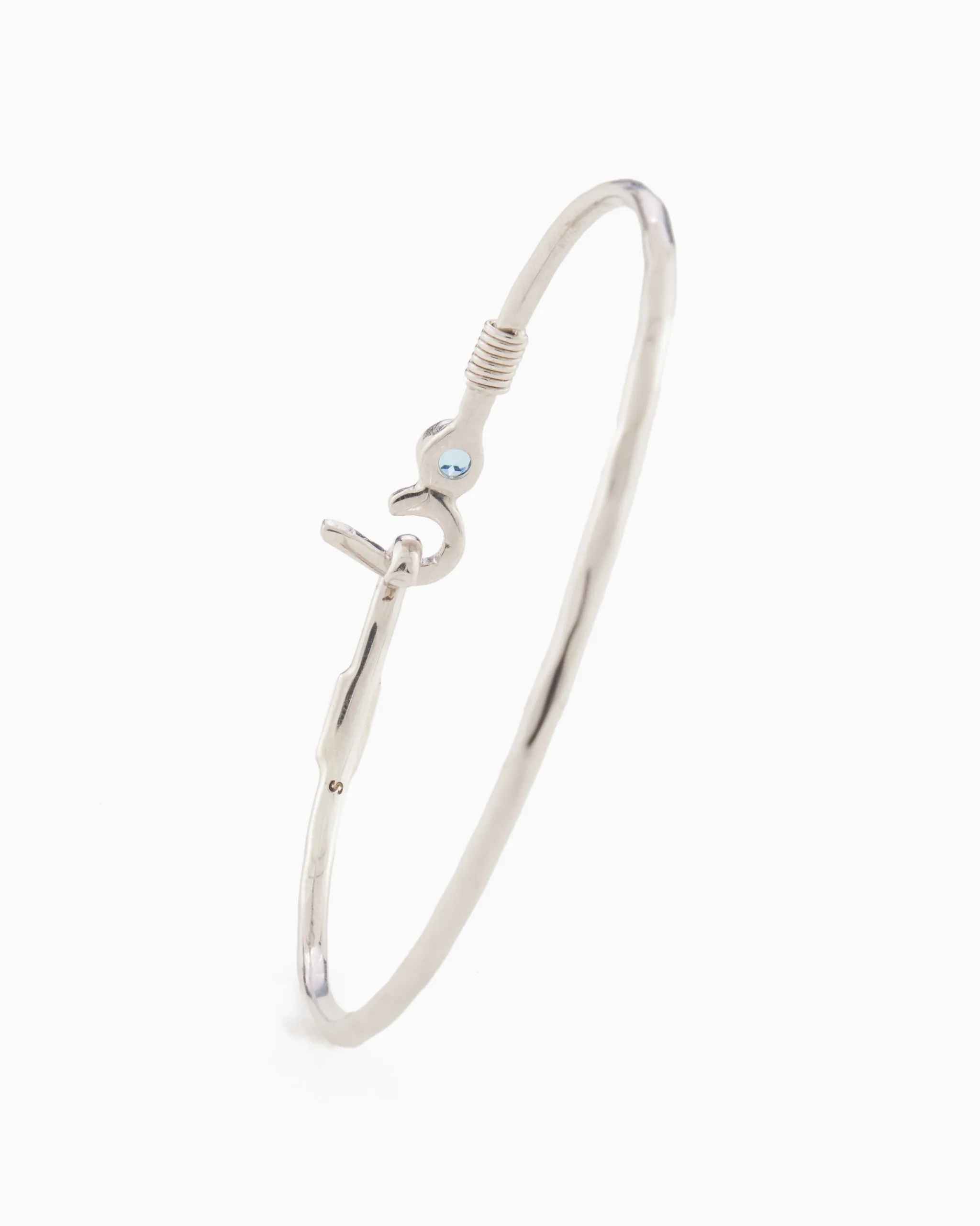 St. John Hook Bracelet with Stone, 2mm - Hampton Blue Topaz