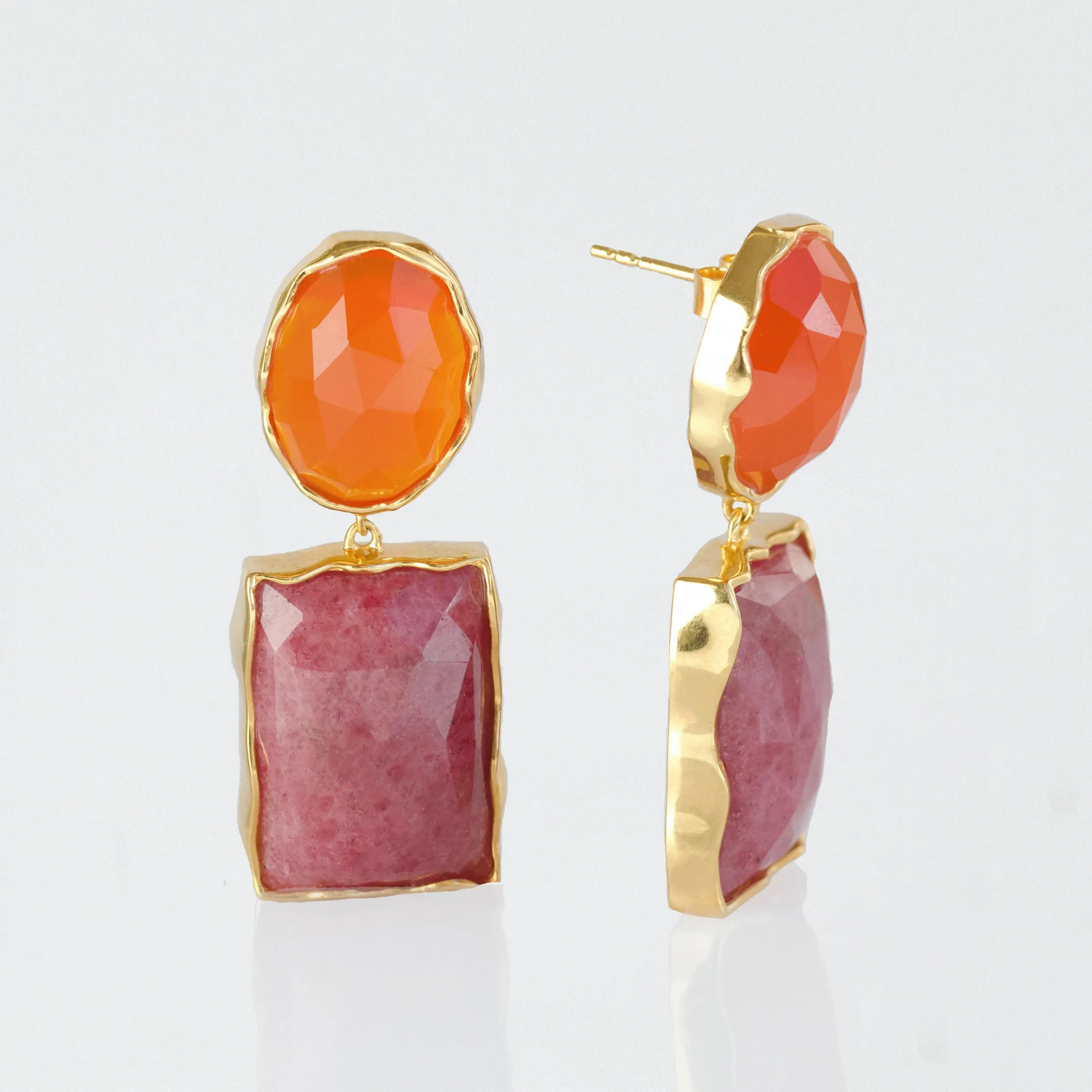 Statement Double Gemstone Earrings