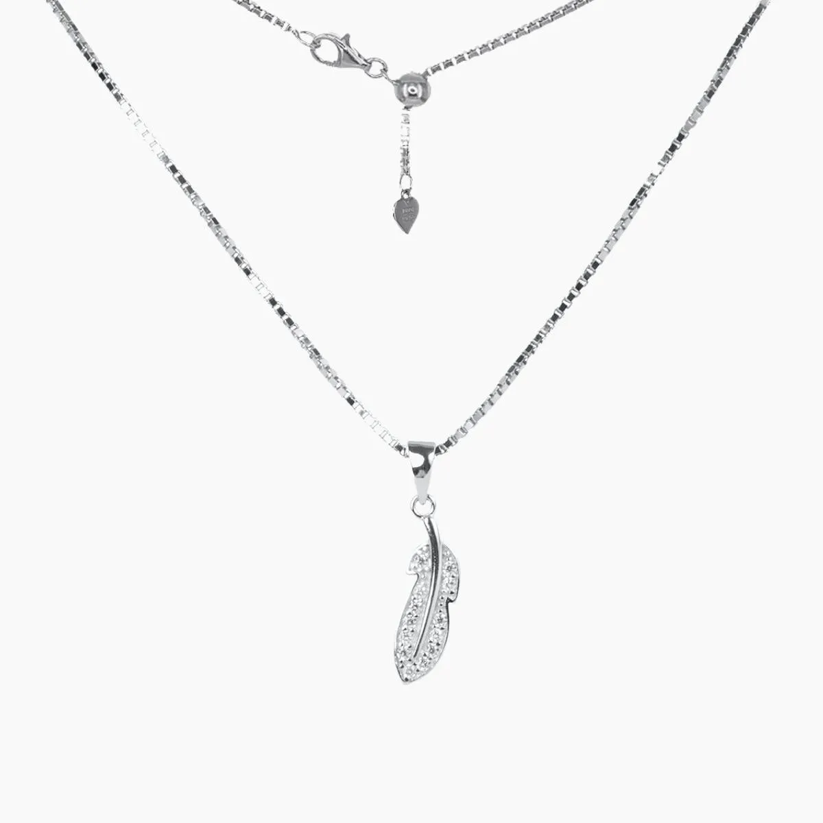 Sterling Silver CZ Small Leaf Pendant