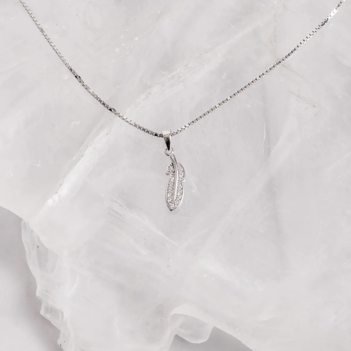 Sterling Silver CZ Small Leaf Pendant