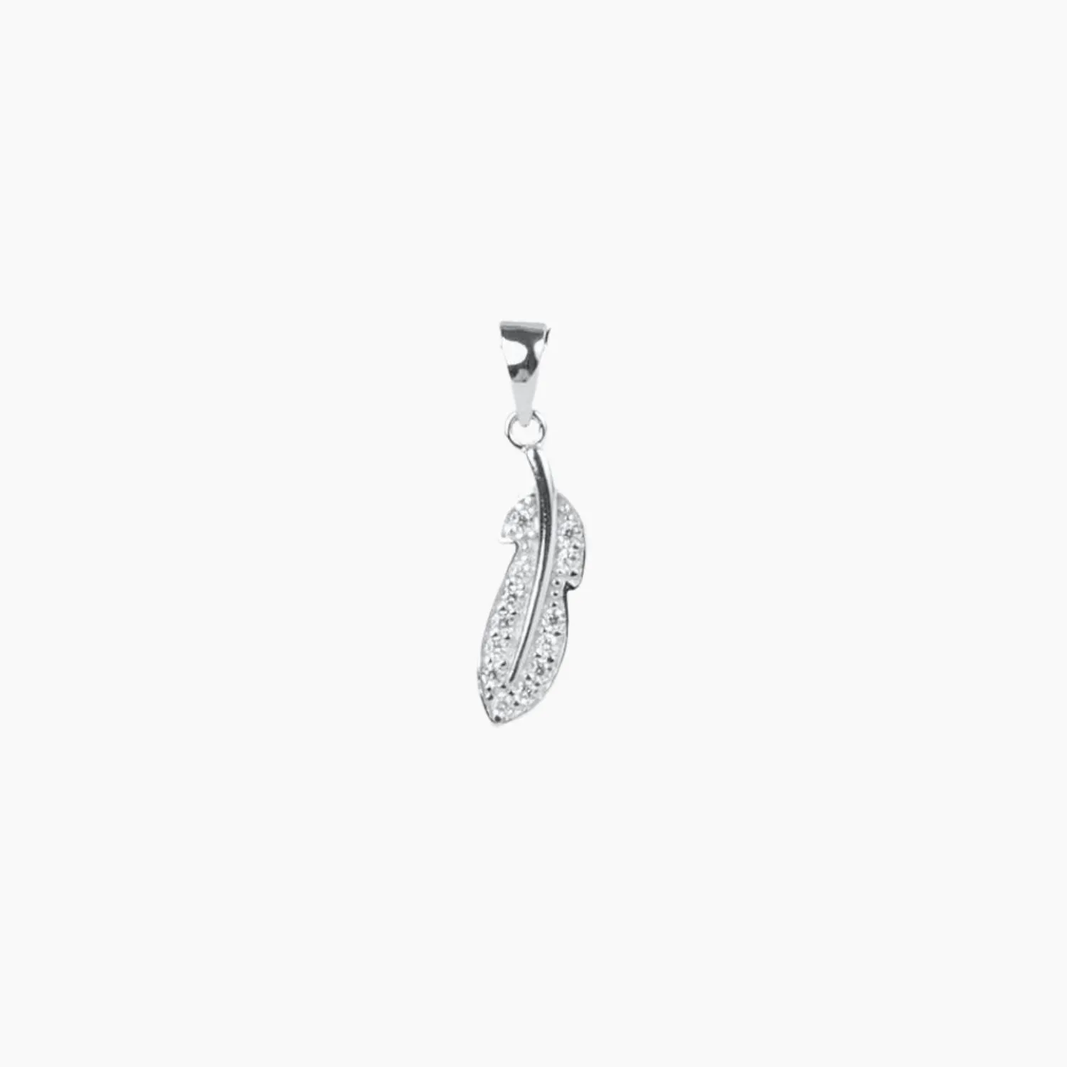 Sterling Silver CZ Small Leaf Pendant