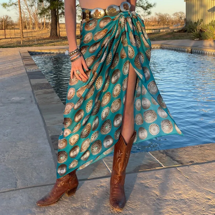 The "Concho" Swim Wrap/Shawl - Turquoise