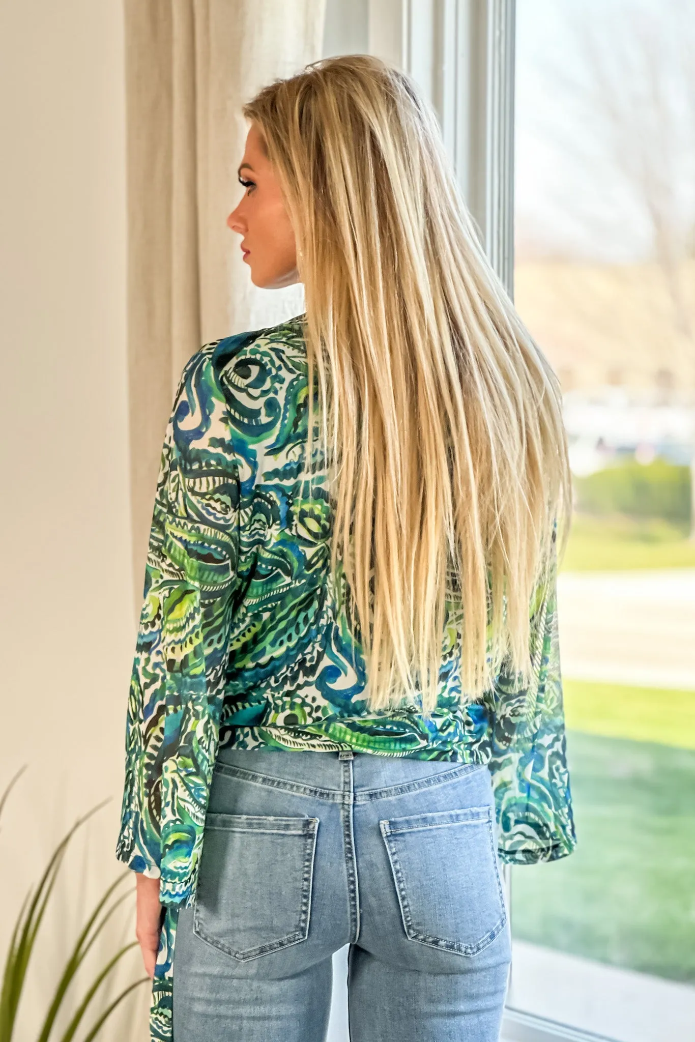 Tribal Sonoma Wrap Top Bell Sleeve : Oceanside