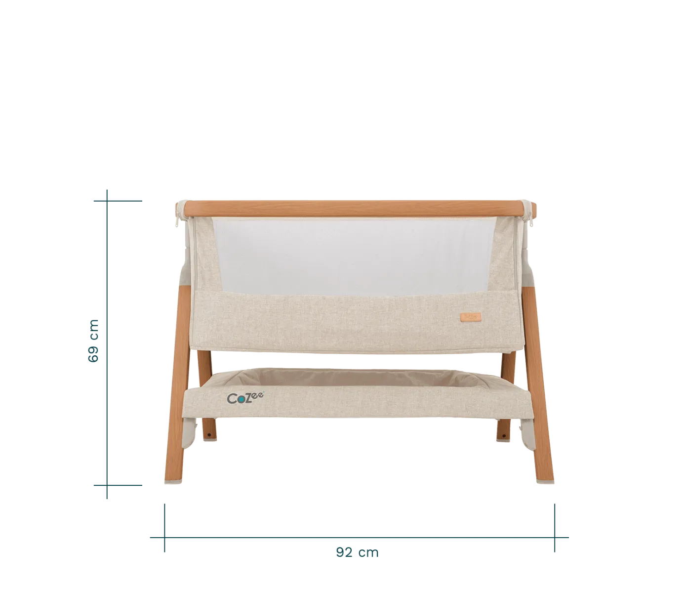 Tutti Bambini Cozee Bedside Crib - Scandinavian Walnut/Ecru