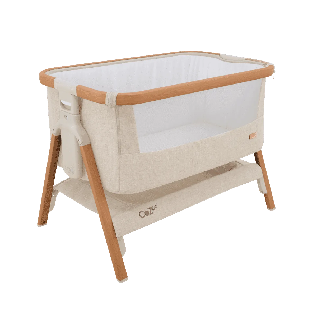 Tutti Bambini Cozee Bedside Crib - Scandinavian Walnut/Ecru