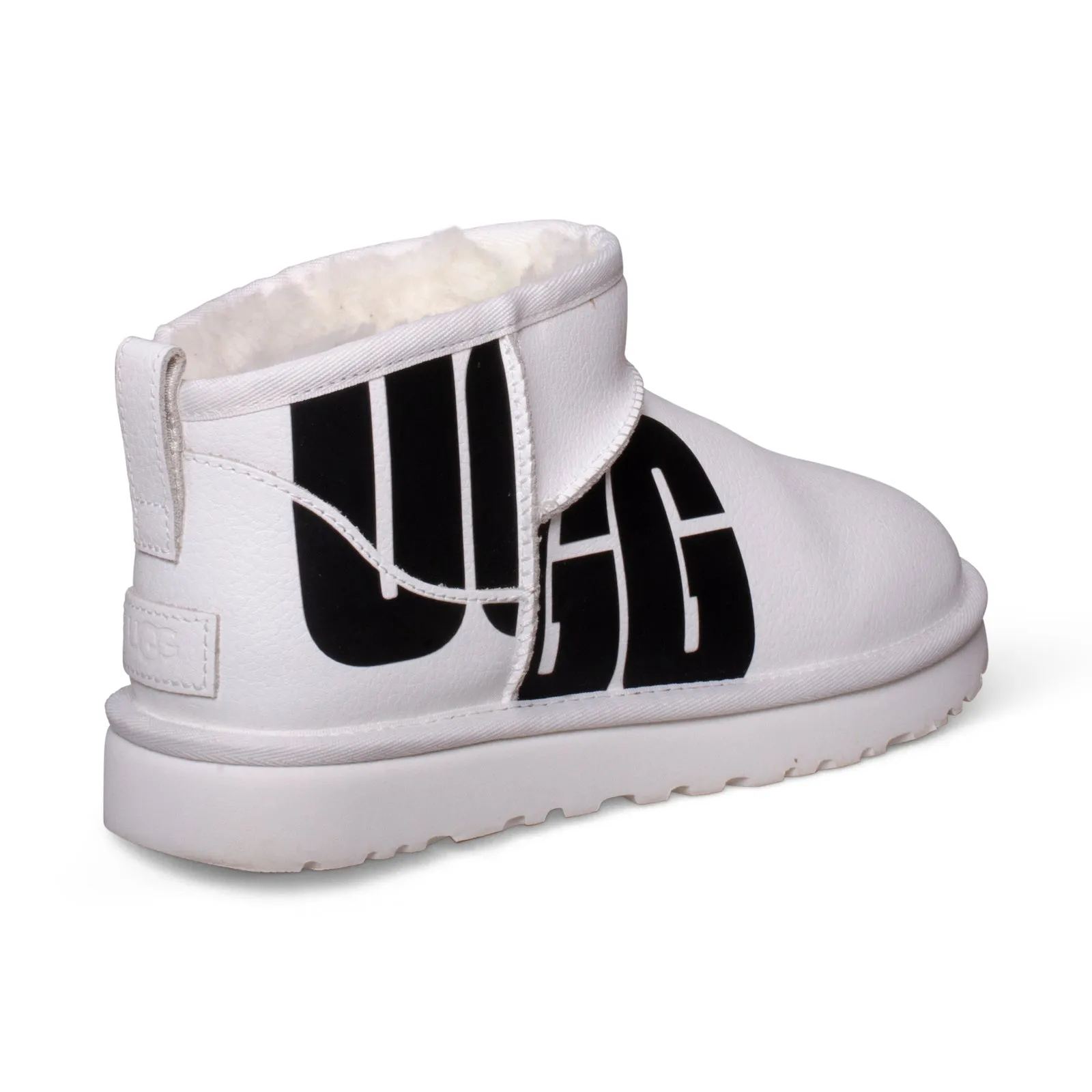 UGG Ultra Mini Leather Pebble White Boots - Women's