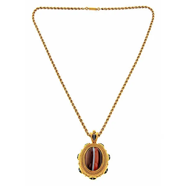 Victorian Banded Agate Pendant Locket