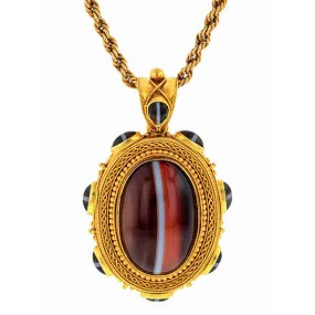 Victorian Banded Agate Pendant Locket