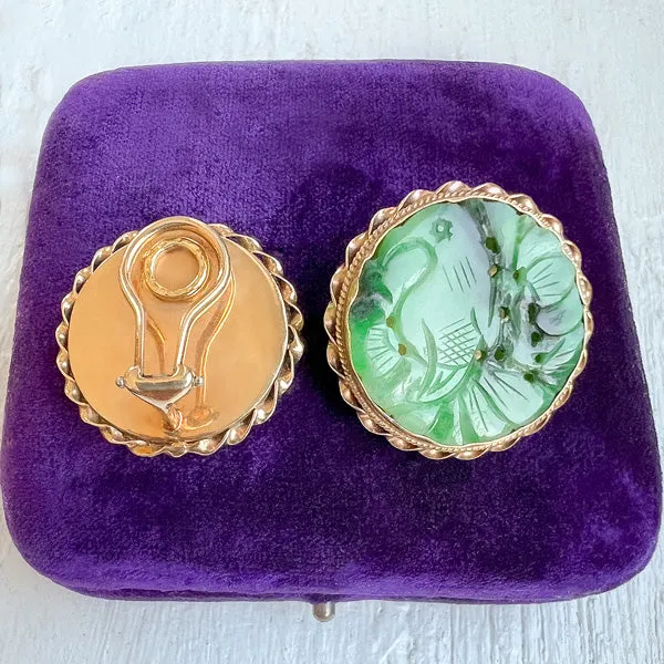 Vintage Carved Jade Earrings