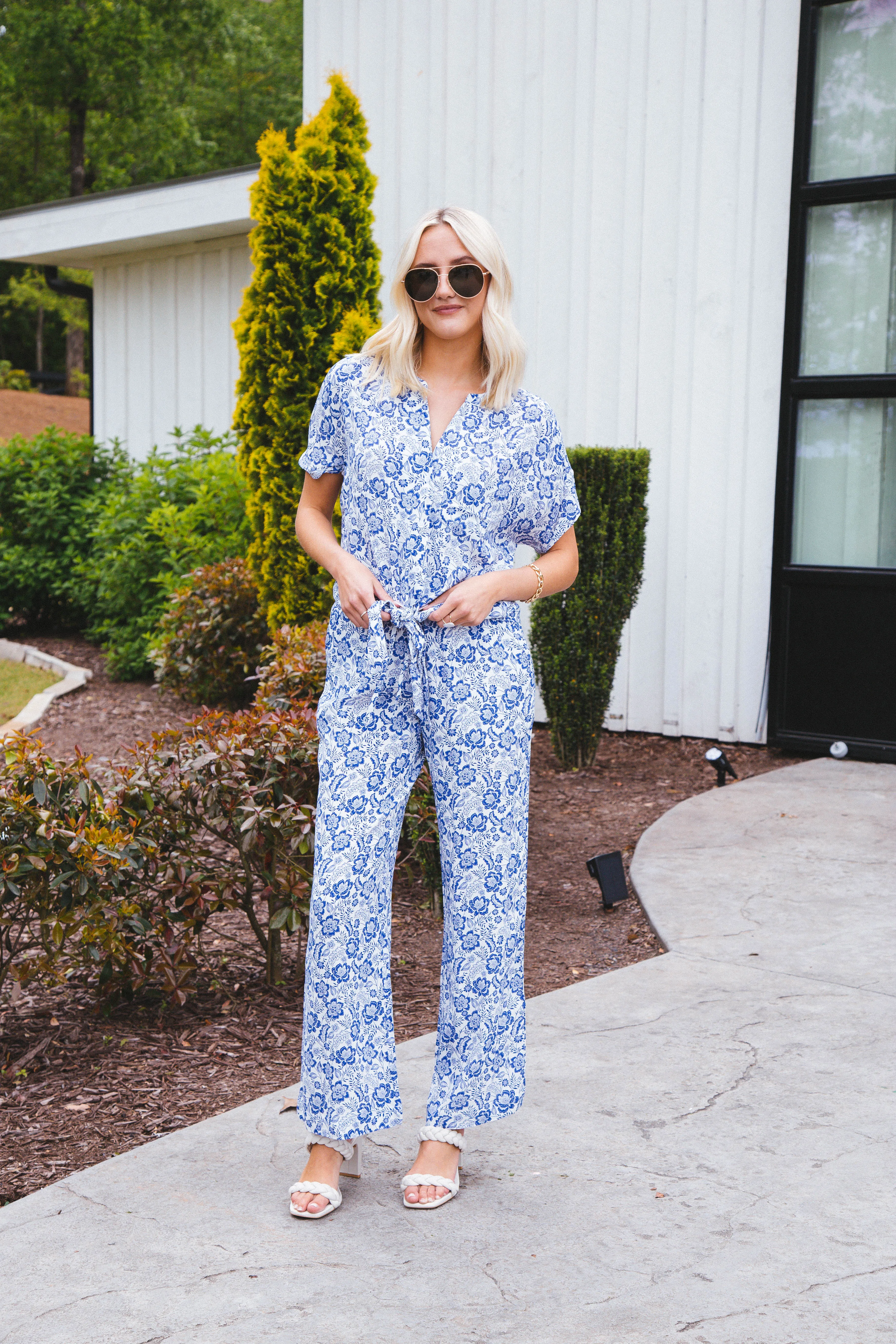 Wendy Floral Pants, Blue/White | Velvet Heart