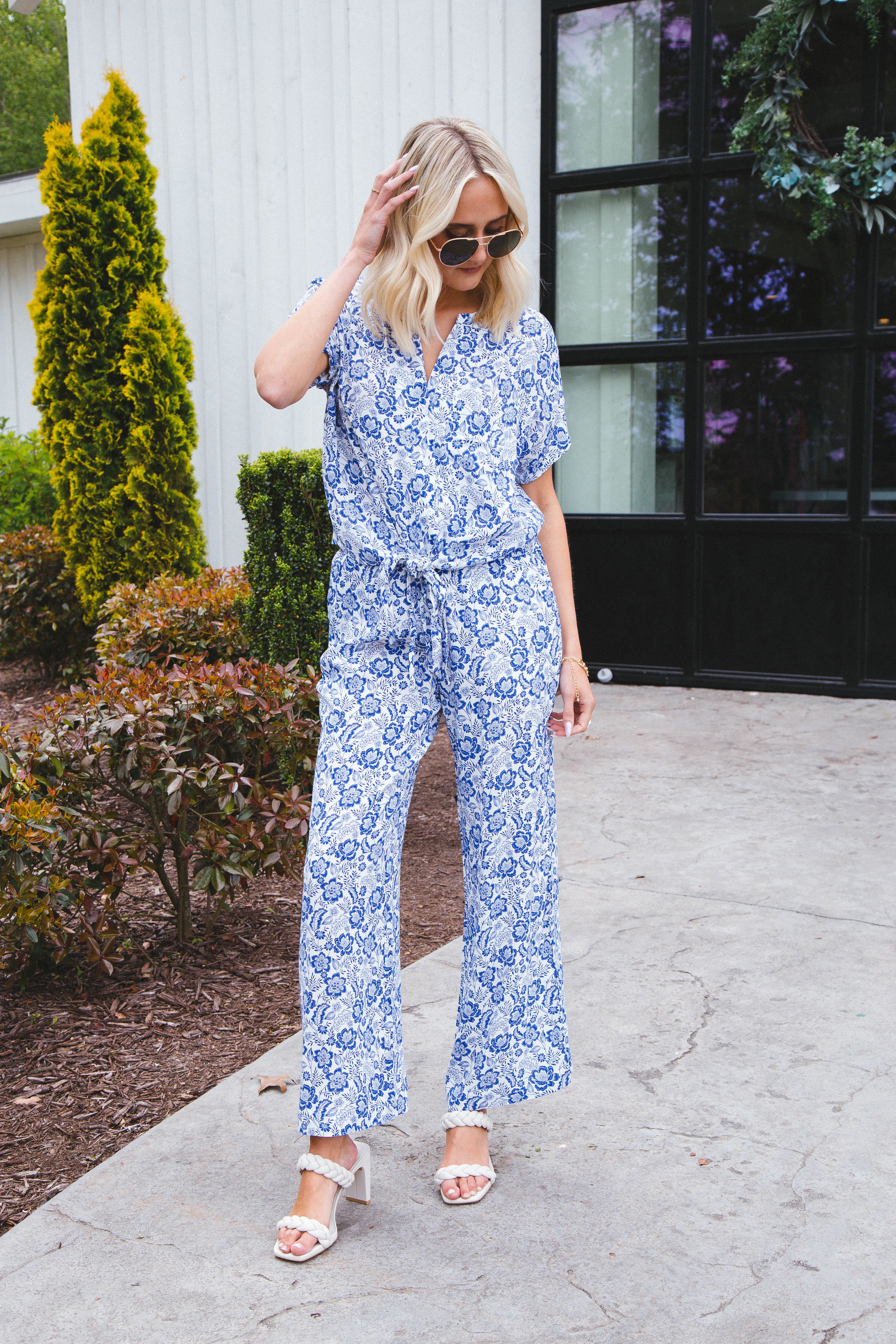 Wendy Floral Pants, Blue/White | Velvet Heart