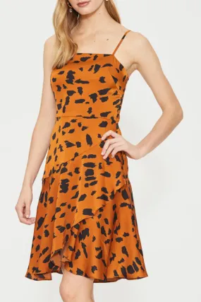 Wild Cat Strappy Terracotta Mini Wrap Dress