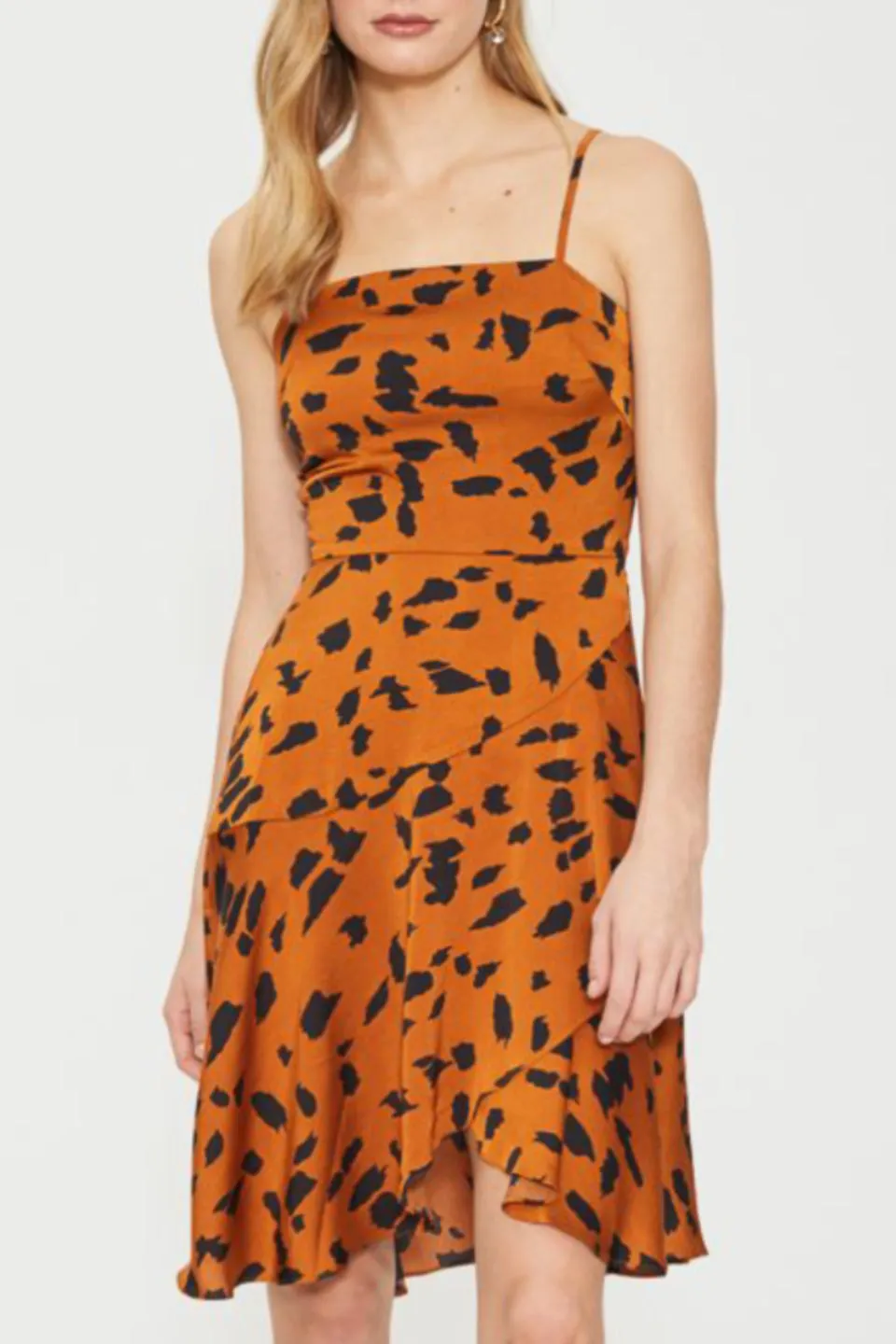 Wild Cat Strappy Terracotta Mini Wrap Dress