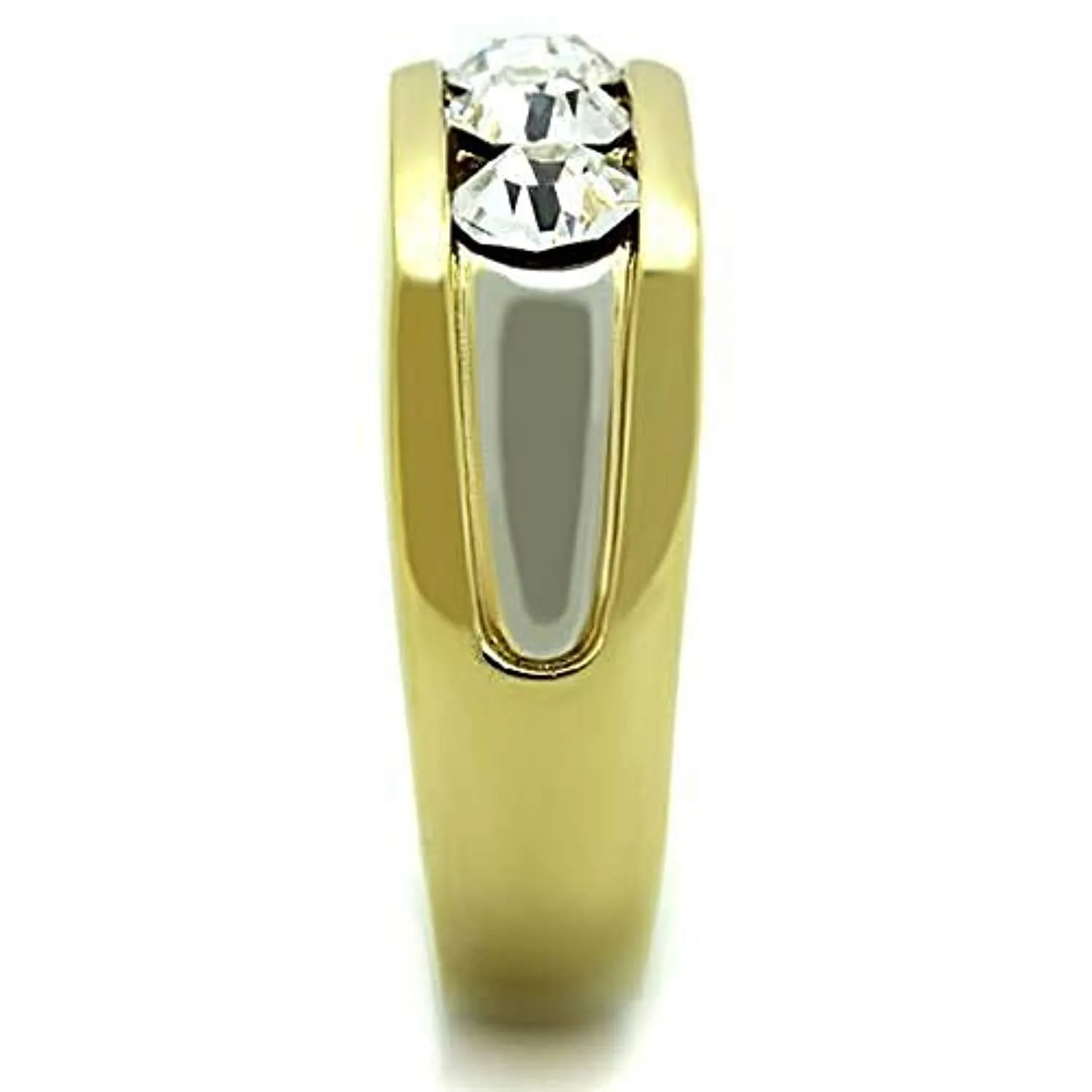 WildKlass Stainless Steel Ring Two-Tone IP Gold Men Top Grade Crystal Clear