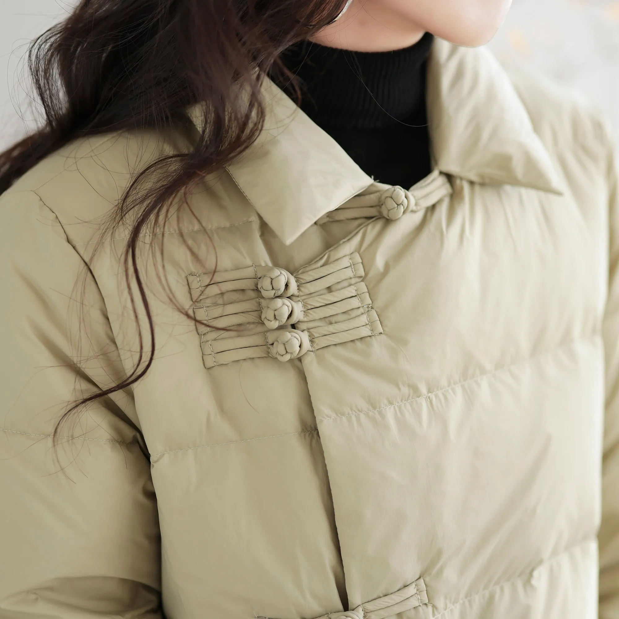 Women Winter Retro Solid Loose Down Coat