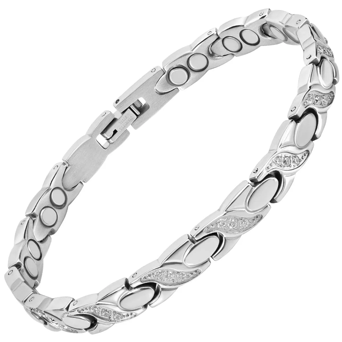 Women's Ultra Strength Magnetic Bracelet Crystal XO (Silver)