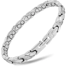 Women's Ultra Strength Magnetic Bracelet Crystal XO (Silver)