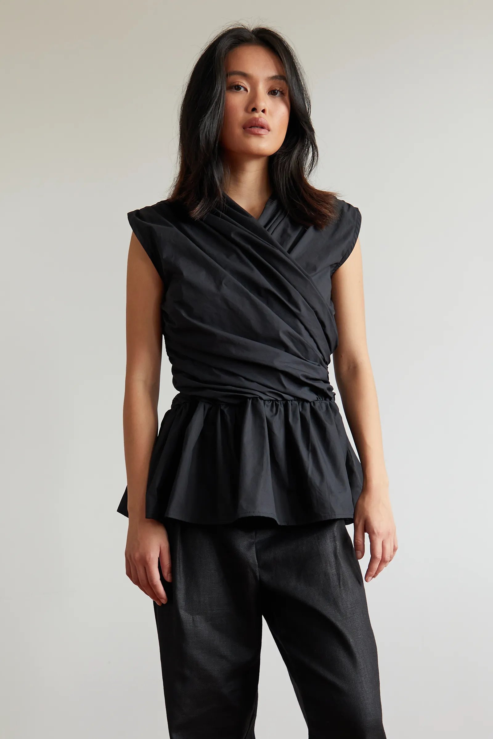 Wrap Bodice Deux Top in Black