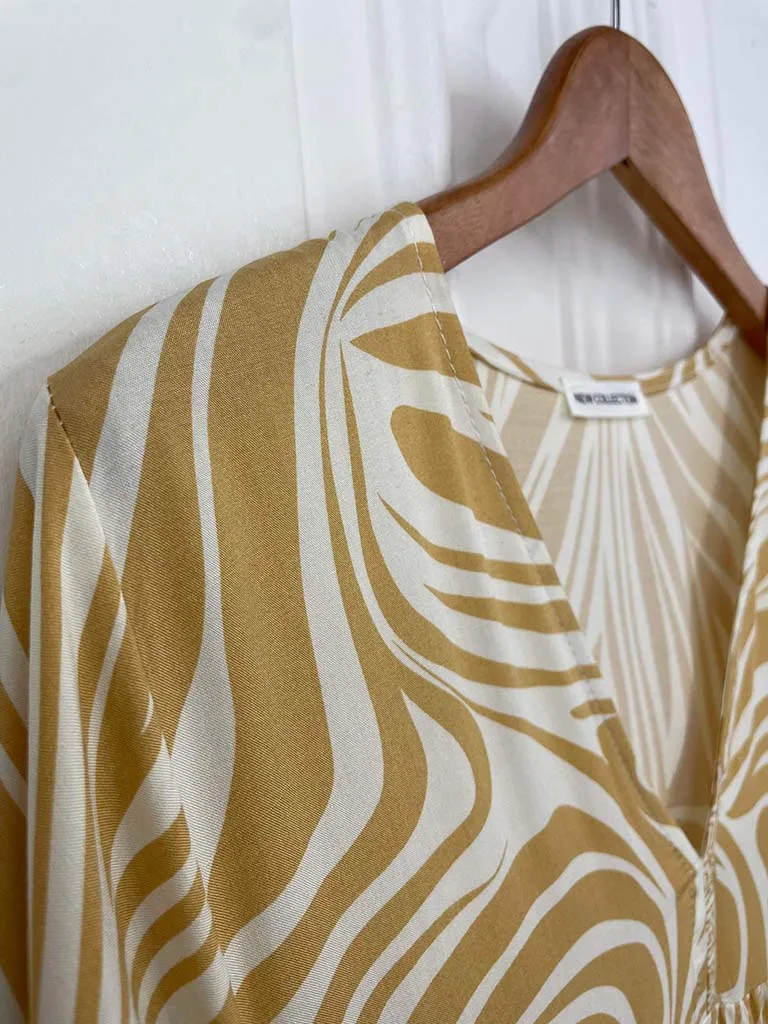 Zebra Print Smock Maxi Dress - Ochre